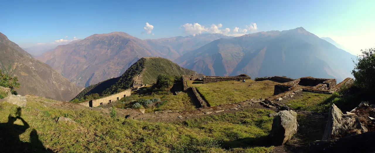 Choquequirao ruins and terraces within a mountain landscape