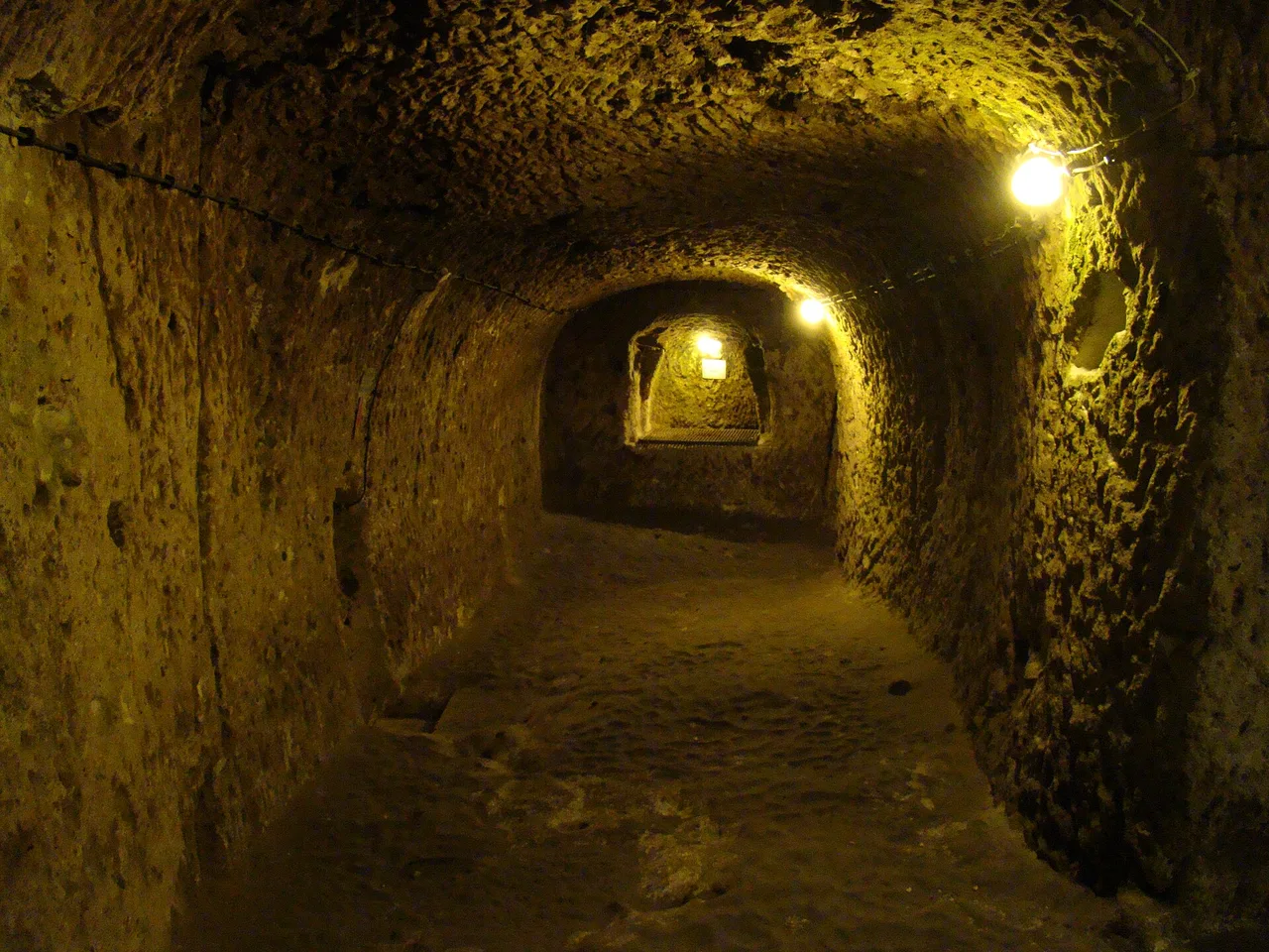 Passage and rock-cut openings inside Derinkuyu underground city