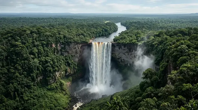 AI-created editorial illustration for the dossier on The Waterfall With No Railings
