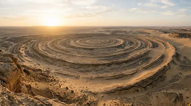 AI-created editorial illustration for the dossier on The Eye of the Sahara