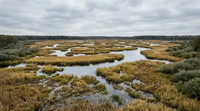 AI-created editorial illustration for the dossier on The Lake That Turned Into a Marsh